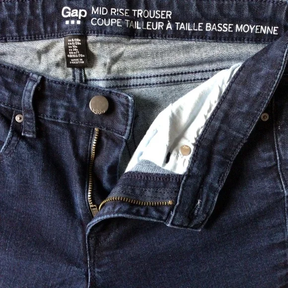 GAP Mid Rise Trouser Blue Denim Jeans - Size 6 - Picture 7 of 9